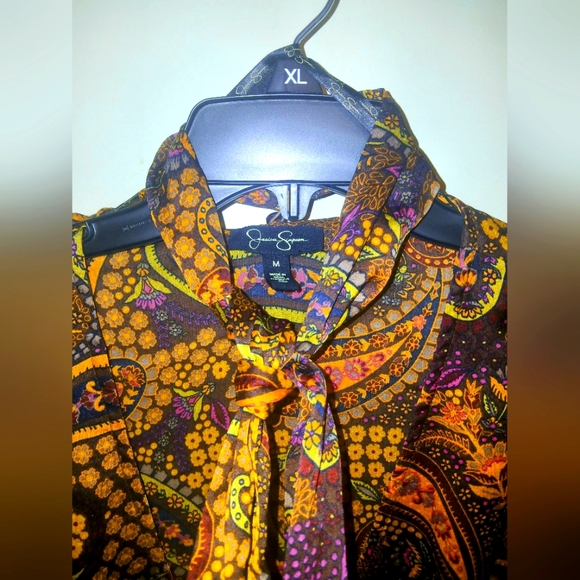 Silk retro Jessica Simpsons paisley crop top with neck tye - Picture 3 of 6